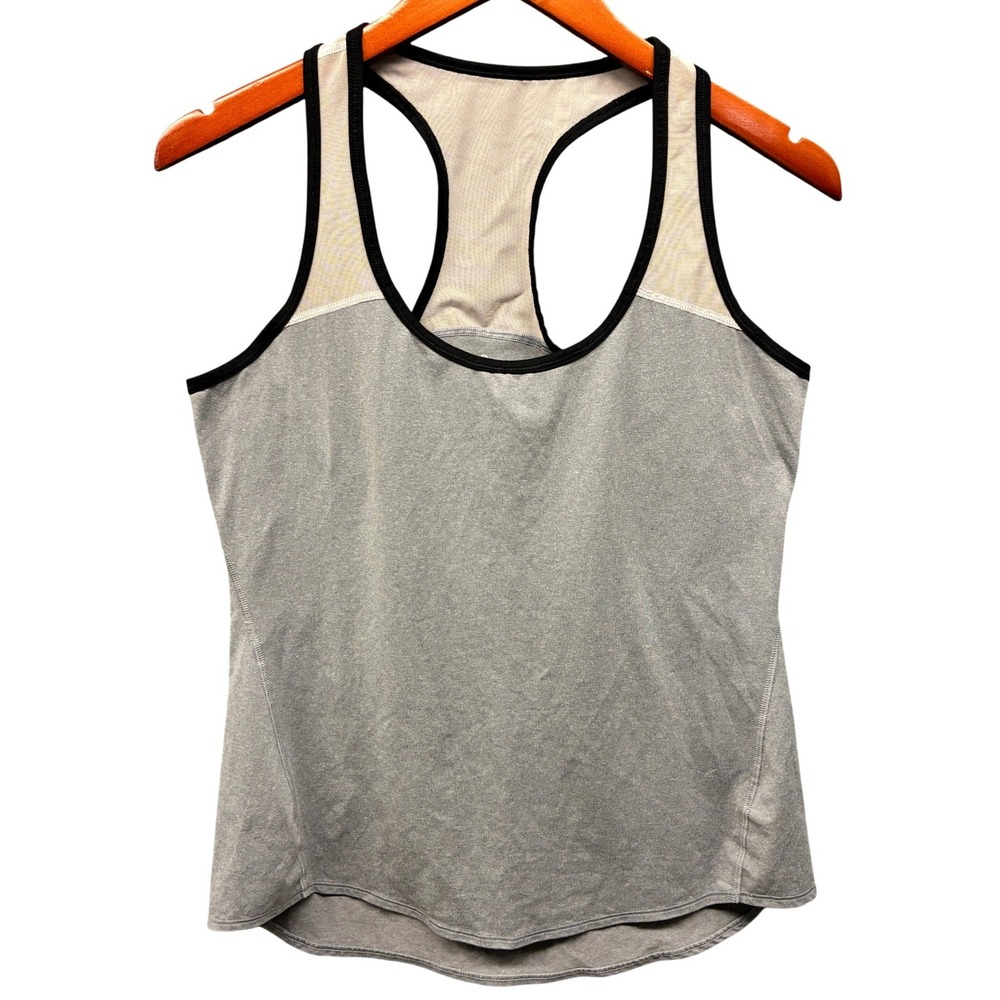 Athleta Tank Top Women's Medium Gray Racerback Mesh Athletic Workout Yoga